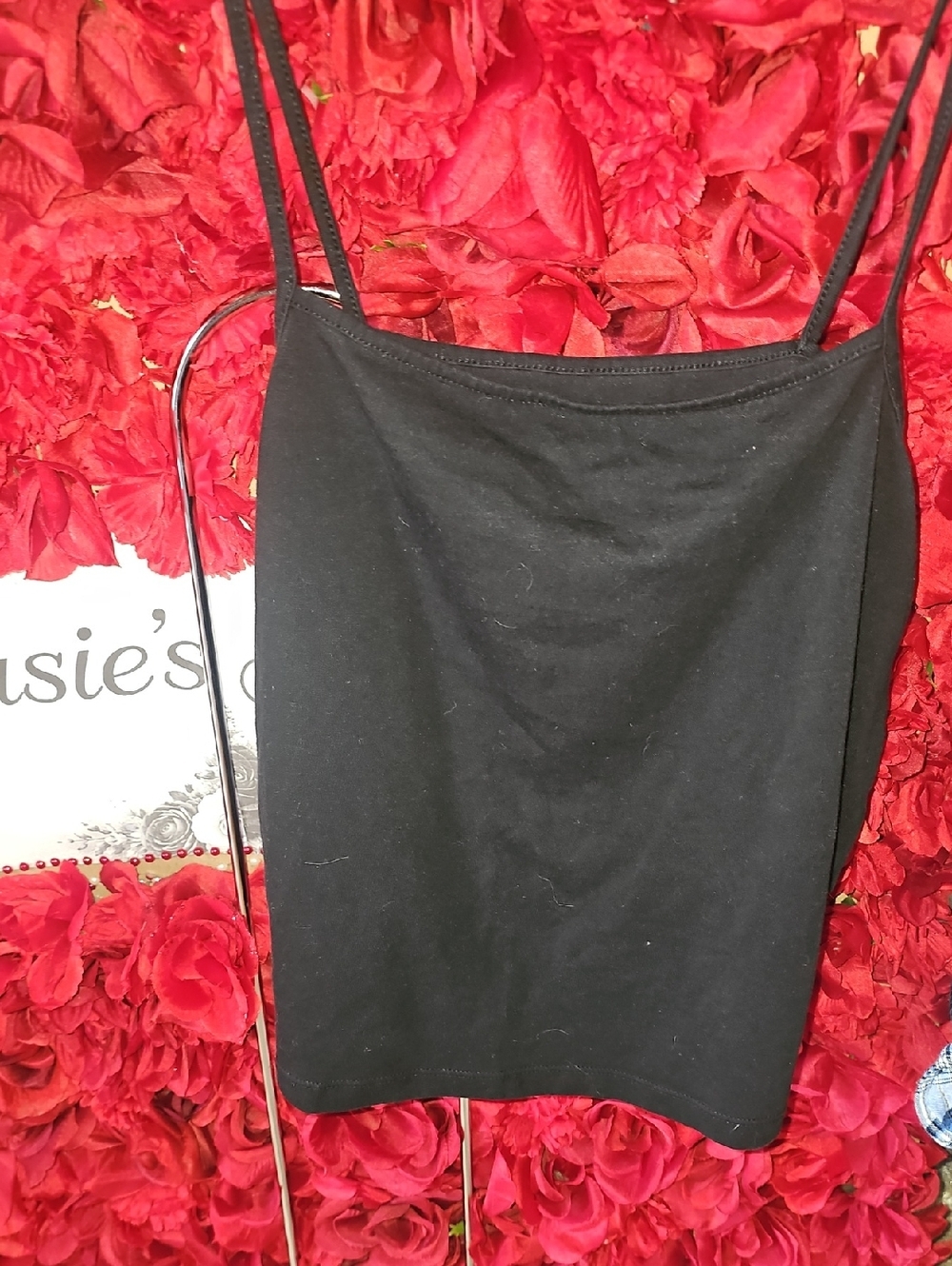 Wild fable Black Spaghetti-Strap Cami Crop Tank Size Xlarge